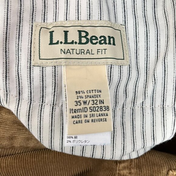 L.L.Bean‎ Mens Natural Fit Corduroy Pants 35 X 32 Cotton & Spandex Tan - Picture 5 of 7